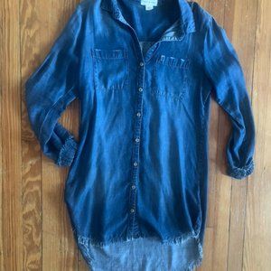 Anthropologie High Low Denim Frayed Dress